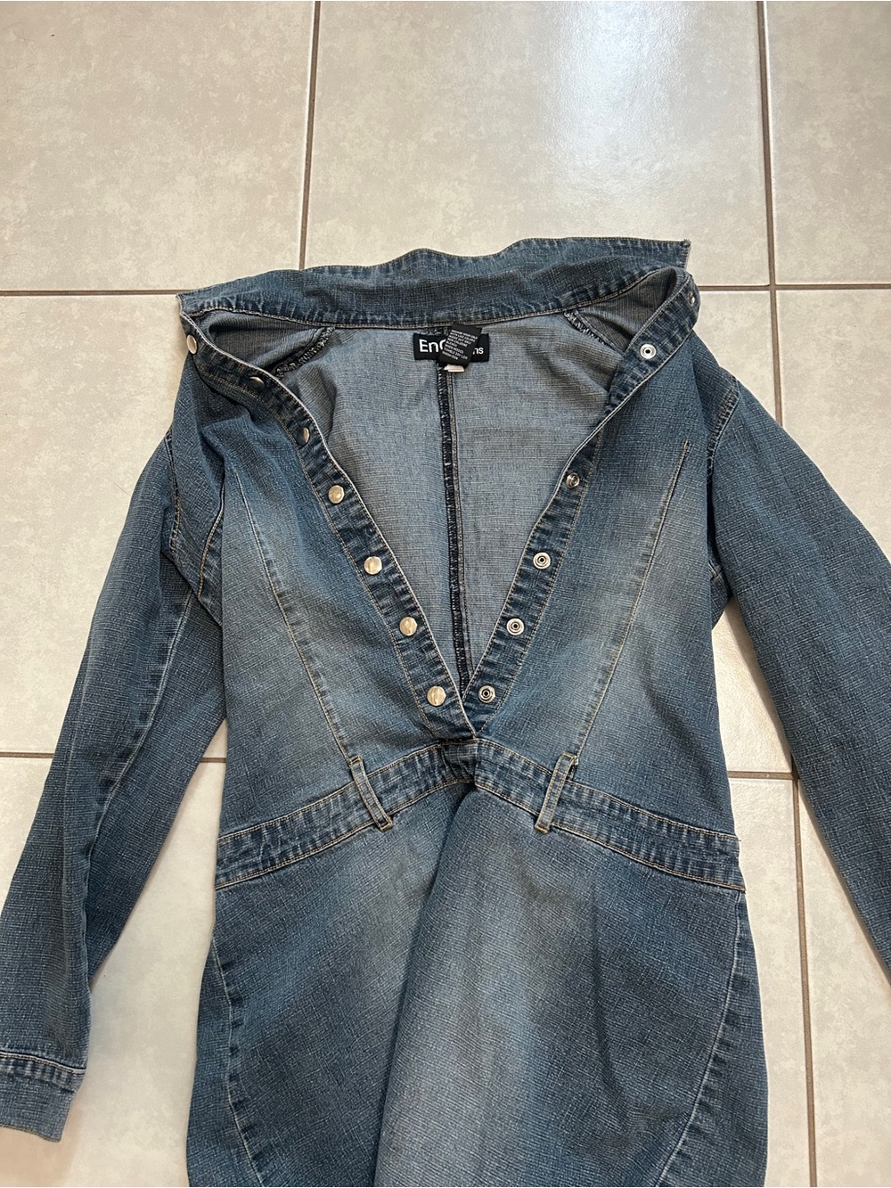 blue denim long-sleeve mini shirt dress - Picture 6 of 6